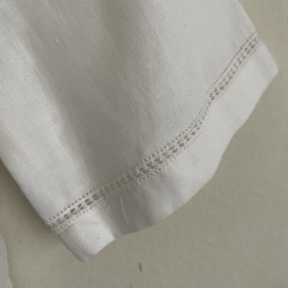 VTG Hammerschmid White Linen Trachten Blouse Rose Embroidery Openwork Details - Picture 4 of 5